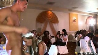 Stripper bride gets wild at the wedding party with CFNM and dancingbear