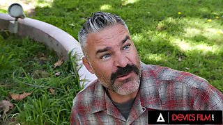 Scarlett Alexis Bare Pussy Upskirt Tease on Ladder Sparks Rough Hardcore Anal Pounding from