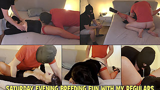 Saturday Evening Breeding Fun with My Regulars While Hubby Watches and Cleans Me up