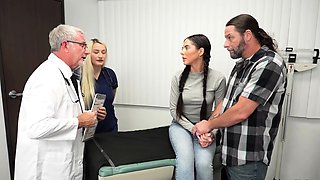 Doctor breeds slut in front of cuckold
