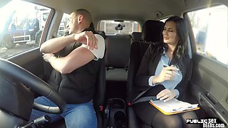 Instructor publicly fucked deepthroat MILF outdoors in the car